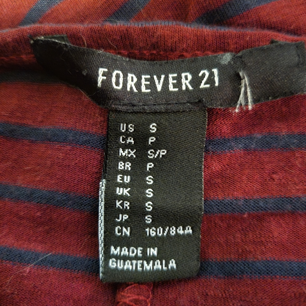 Forever 21 Striped Burgandy & Black Relaxed Tee sz S - Picture 5 of 5